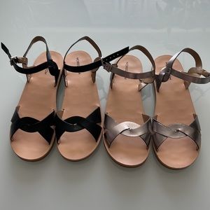 Nordstrom Rack Girls Black and Silver Sandals 2 pairs. Sz 3